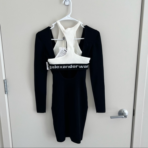 NWT Alexanderwang.t Black & White Bi-Layer Bodycon Dress (XS) Alexander Wang - Picture 7 of 10